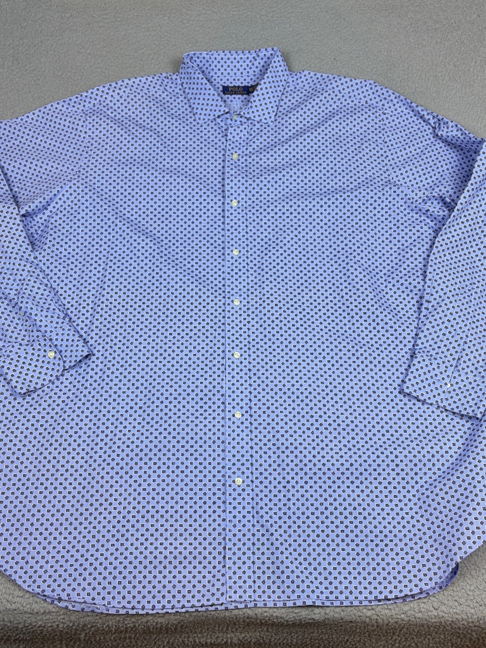 Polo Ralph Lauren Shirt Men's 4XLT Blue Geometric Button Down Long Sleeve Cotton